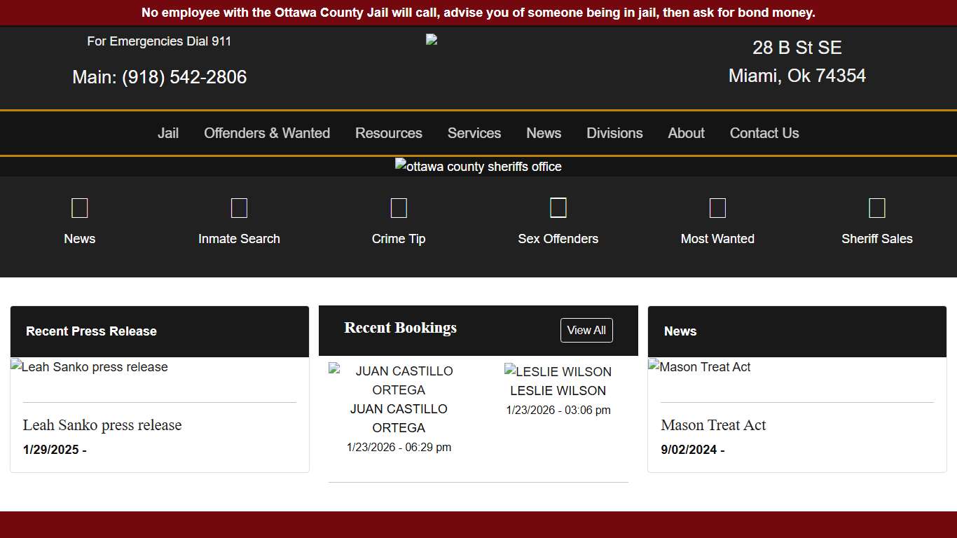 Ottawa County Sheriff's Office Ottawa OK